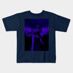 Portrait, digital collage and special processing. Angel in underpants in room. Astonishing. Dark blue. Kids T-Shirt